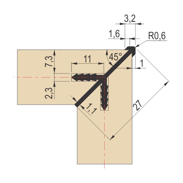 VP ger 90° vezni profil - Ukopavajući