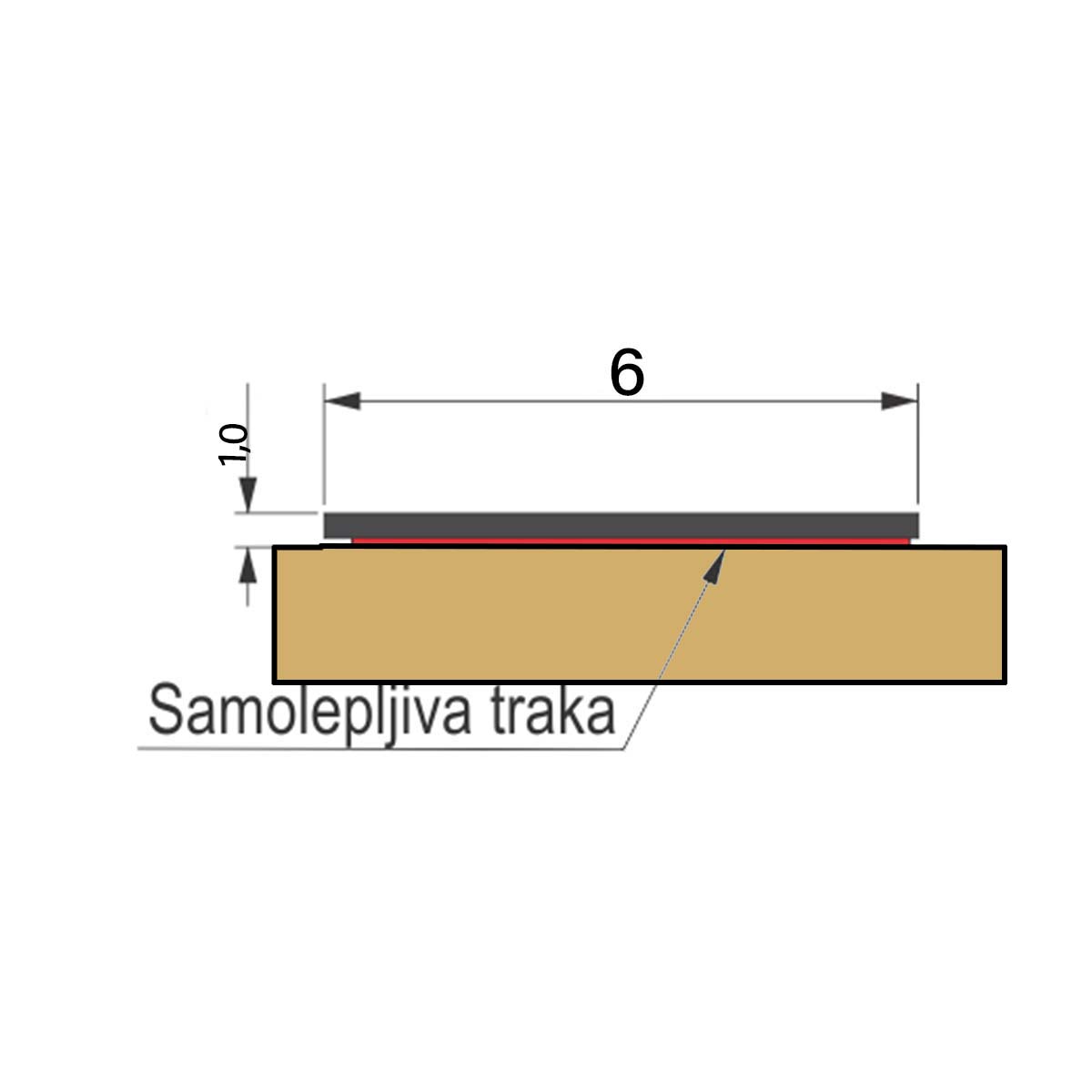 Flah 6x1.0mm dekorativni profil - samolepljivi