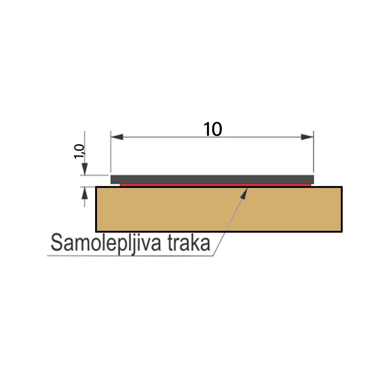 Flah 10x1.0mm dekorativni profil - Samolepljivi