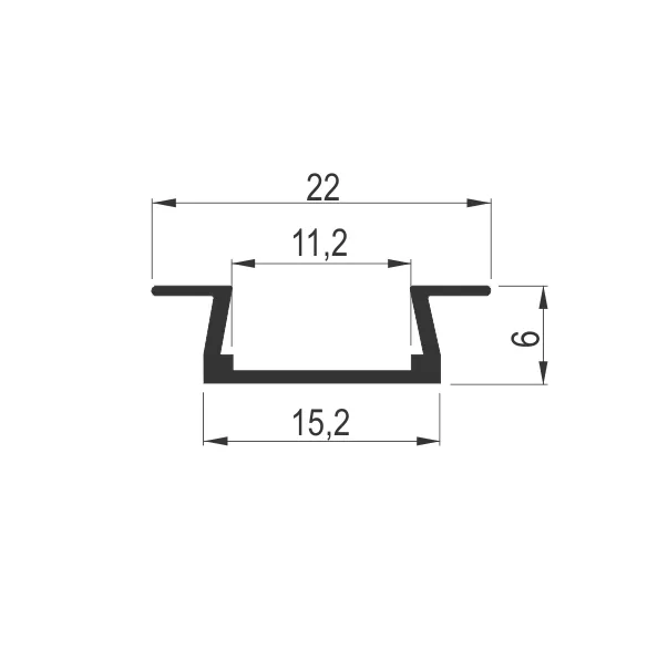 LED U 2206 ugradni profil 3m AL CRNI